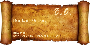 Bertan Ormos névjegykártya